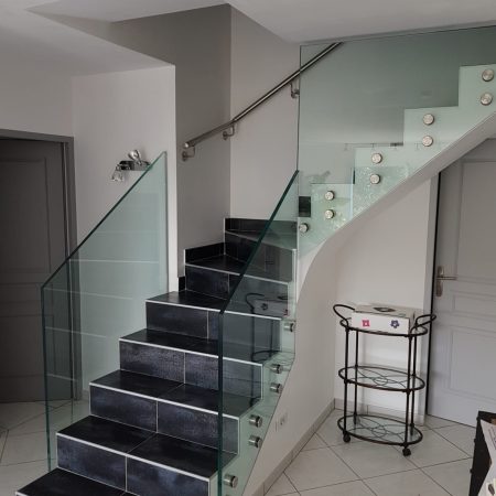 Escalier en Verre stadip trompe 10-10 Inox 304L