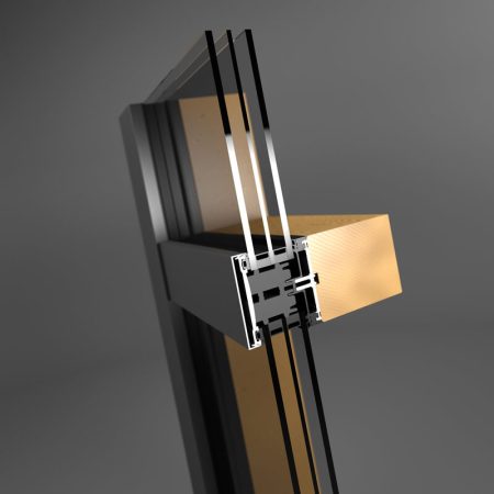 Système de mur-rideau aluminium et bois